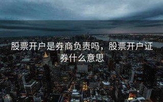 股票开户是券商负责吗，股票开户证券什么意思