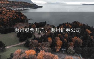 惠州股票开户，惠州证券公司