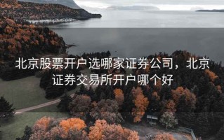 北京股票开户选哪家证券公司，北京证券交易所开户哪个好