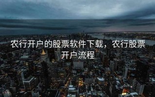农行开户的股票软件下载，农行股票开户流程