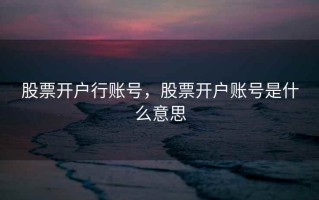 股票开户行账号，股票开户账号是什么意思