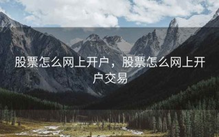 股票怎么网上开户，股票怎么网上开户交易