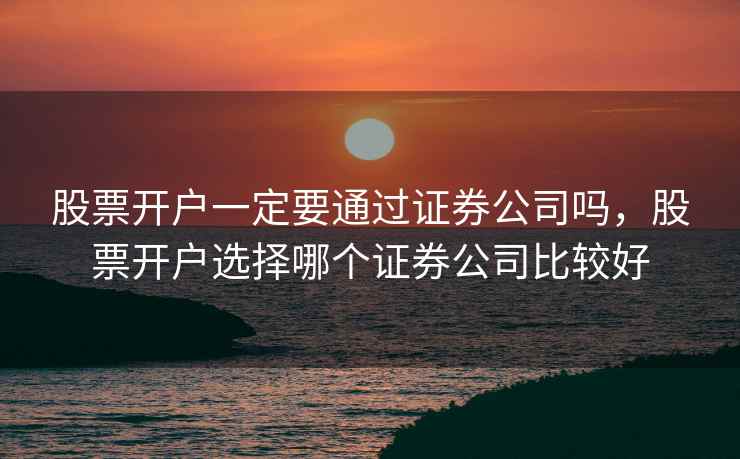 股票开户一定要通过证券公司吗，股票开户选择哪个证券公司比较好