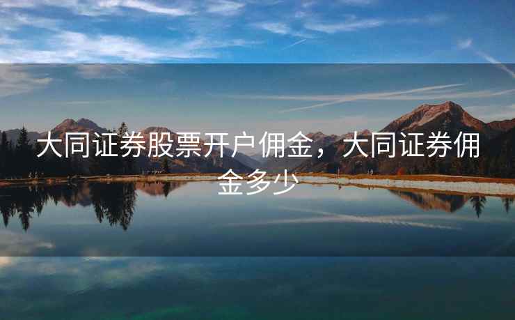 大同证券股票开户佣金，大同证券佣金多少