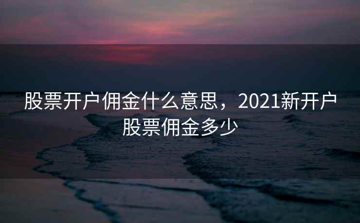 股票开户佣金什么意思，2021新开户股票佣金多少