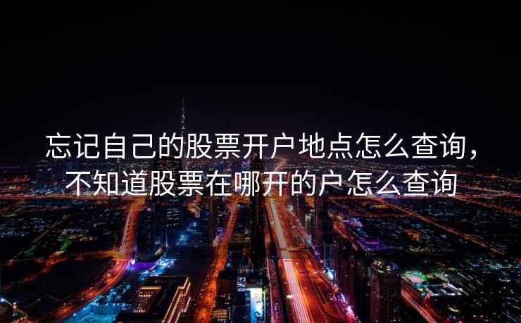 忘记自己的股票开户地点怎么查询，不知道股票在哪开的户怎么查询